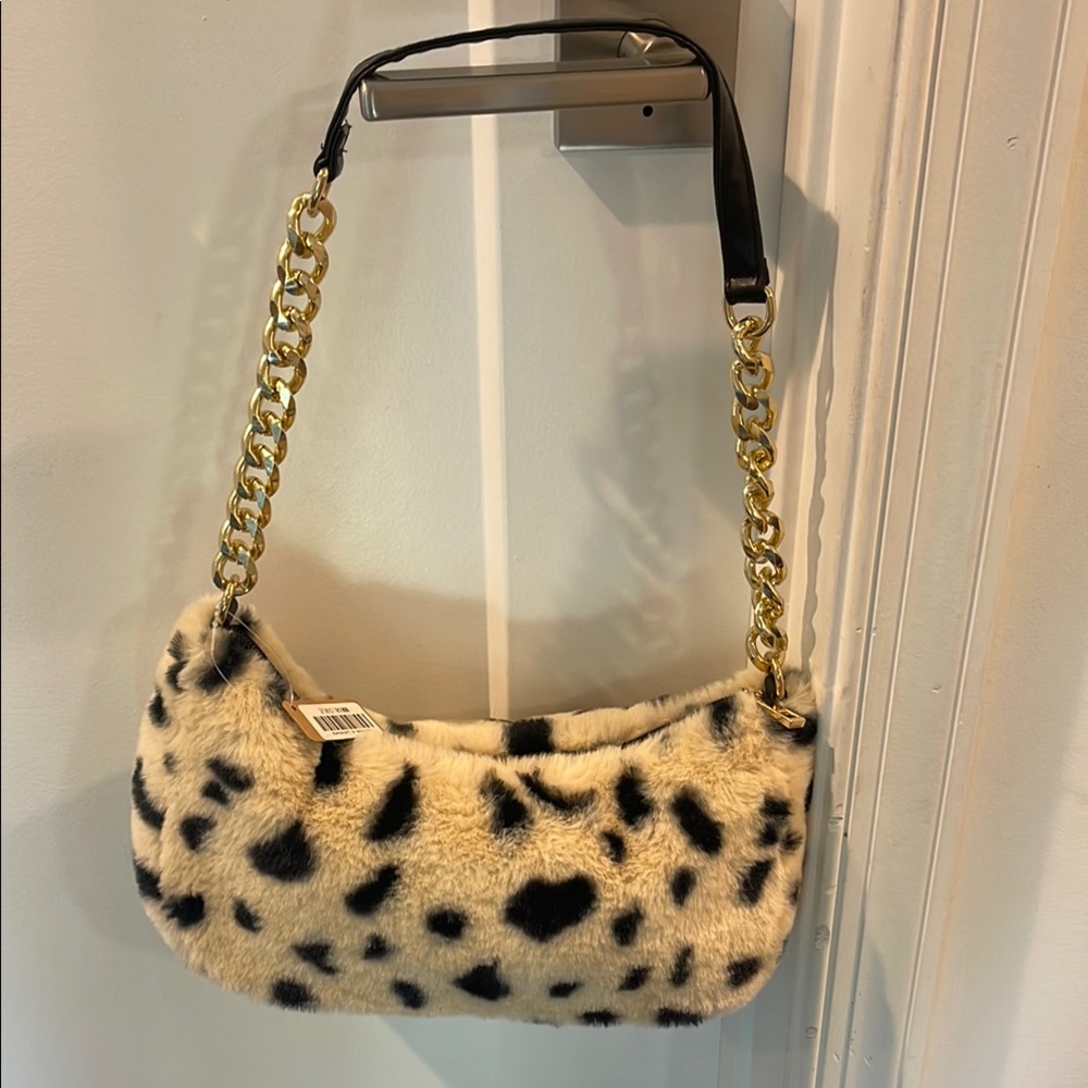 Leopard Print Faux Fur Shoulder Bag